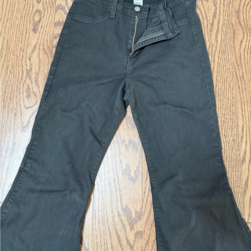 Judy Blue Black Flare Jeans with Frayed Hem - Picture 3 of 3